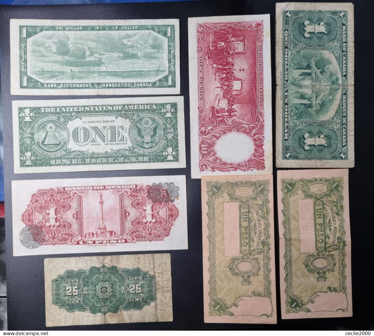 NORTH & SOUTH AMERICA BANKNOTE LOT USA,CANADA,MEXICO,ARGENTINA / LOTE 8 BILLETES AMERICA *COMPRAS MULTIPLES CONSULTAR - Loten