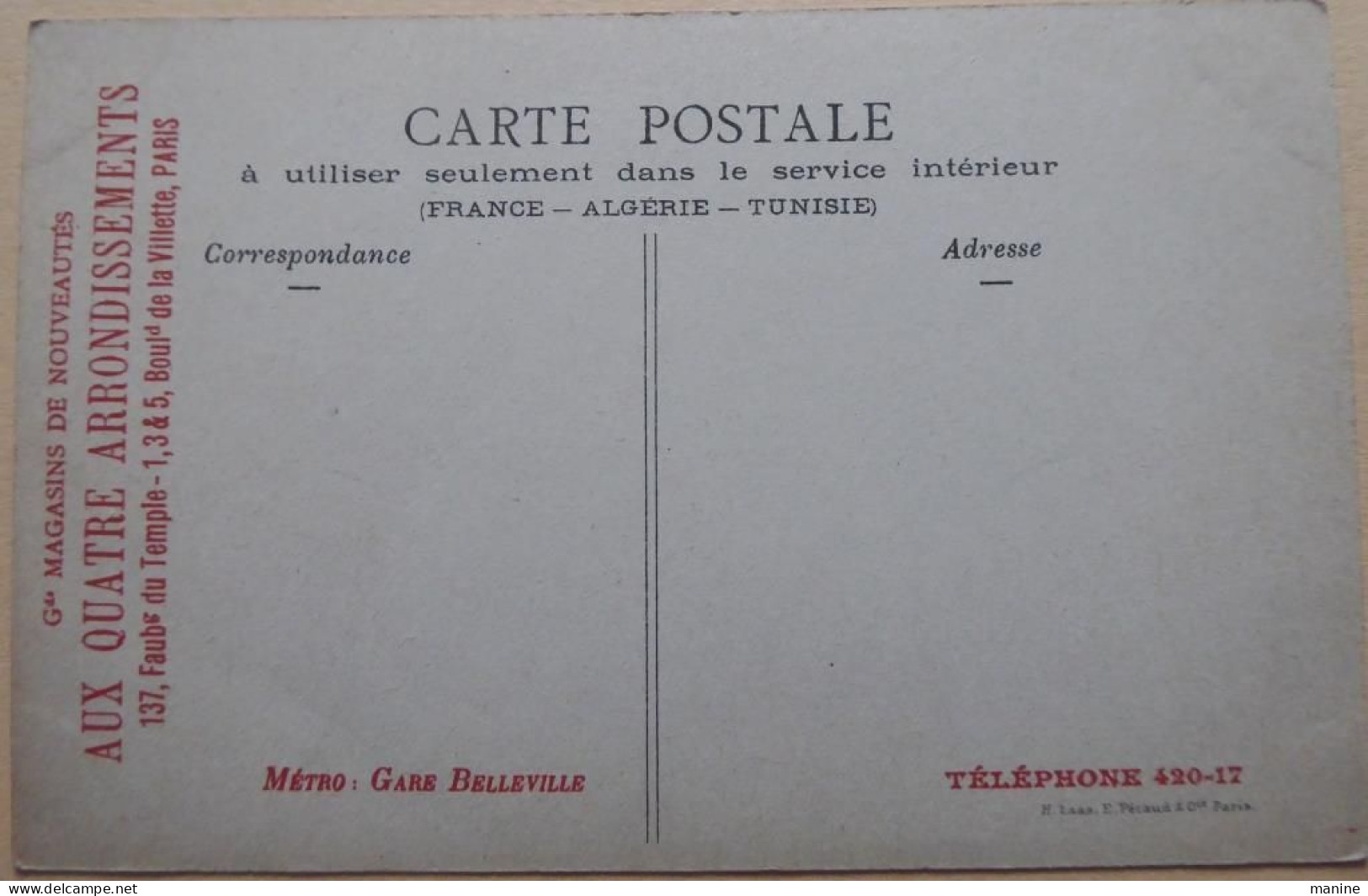 Le Réparateur De Porcelaine - "Aux Quatre Arrondissements Paris" - Voir état - Fliegende Händler