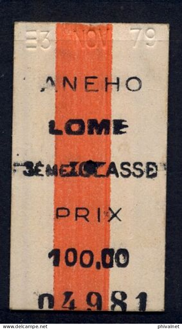 TOGO , ANEHO - LOME , TICKET DE FERROCARRIL , TREN , TRAIN , RAILWAYS - World