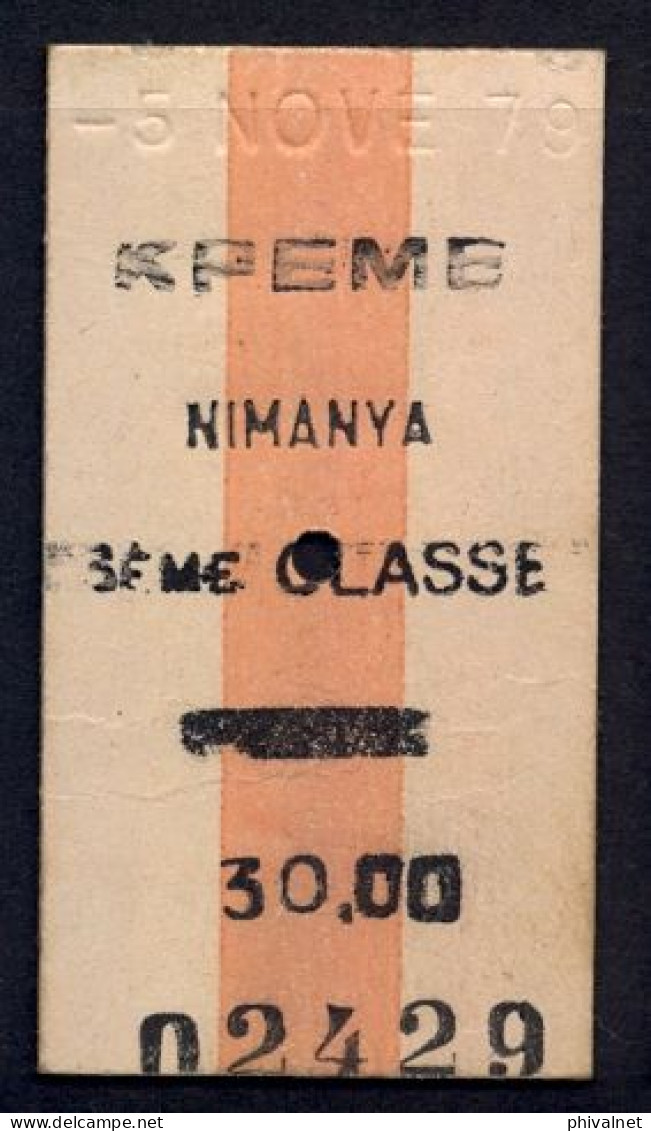 TOGO , KPEME - NIMANYA , TICKET DE FERROCARRIL , TREN , TRAIN , RAILWAYS - World