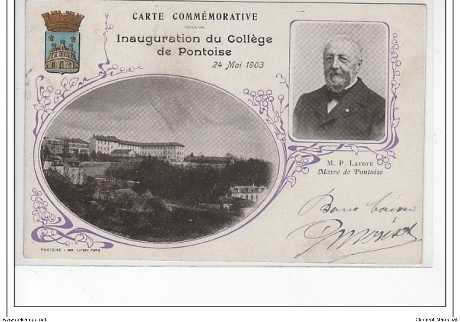 PONTOISE - Carte Commémorative - Inauguration Du Collège De Pontoise 1903 - Très Bon état - Pontoise