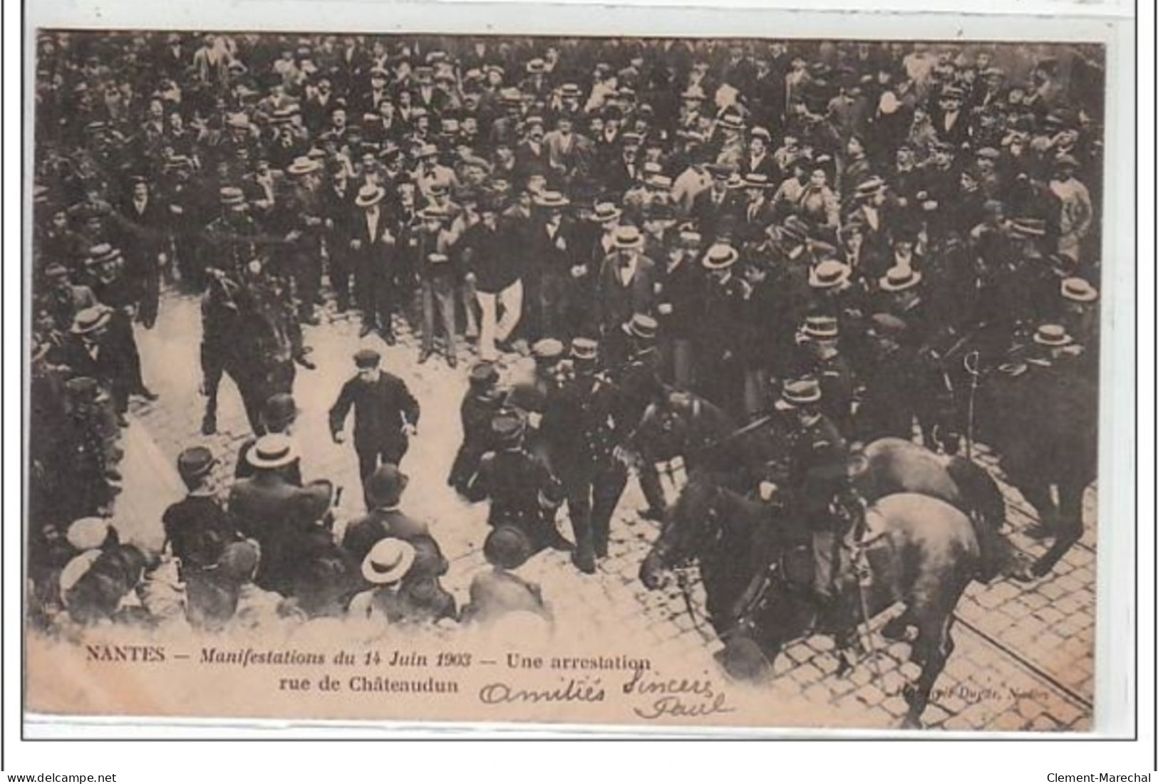 NANTES : Manifestations Du 14 Juin 1903 - Une Arrestation Rue Châteaudun - Très Bon état - Nantes