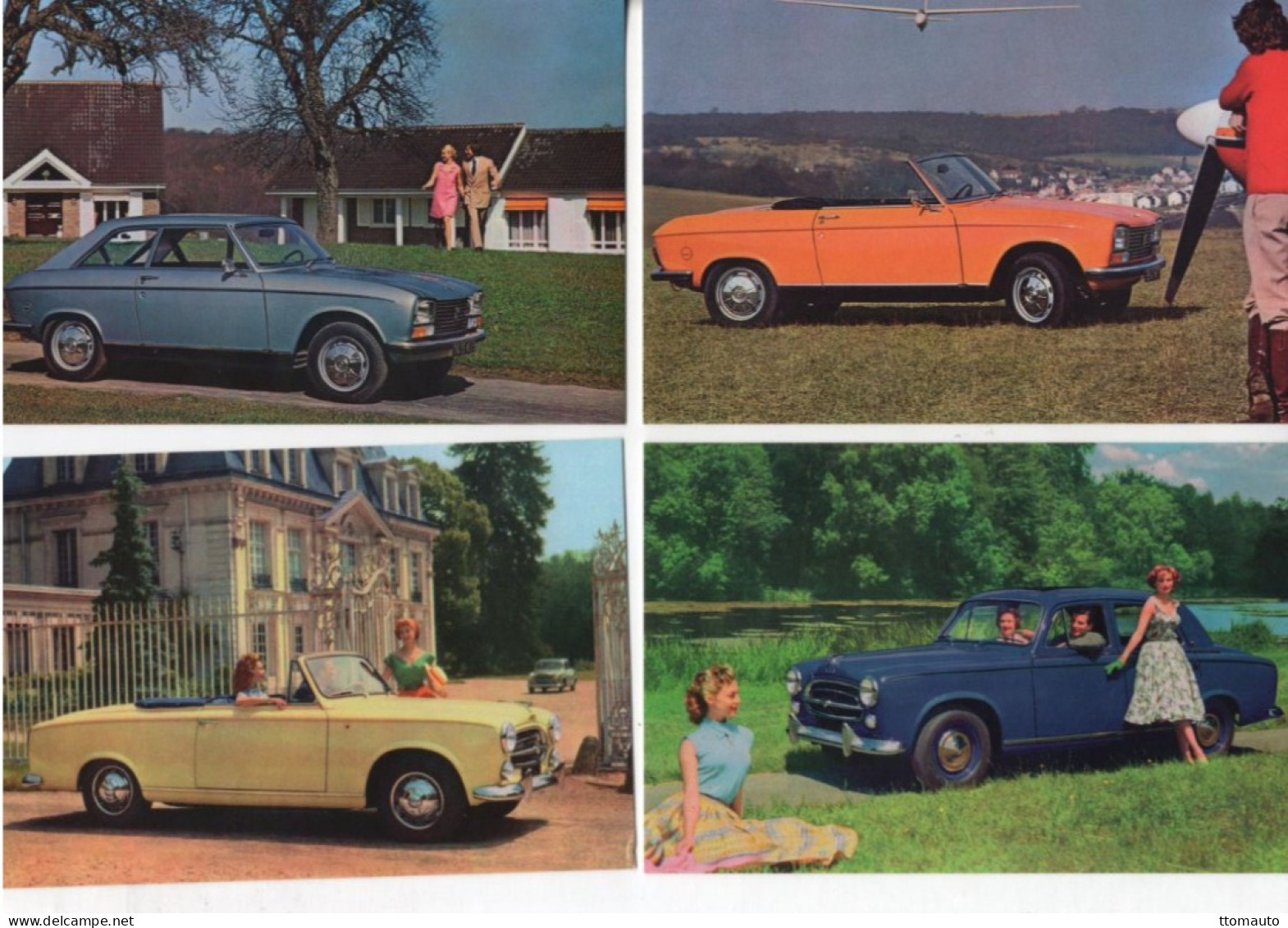 PEUGEOT 304/403  -  Lot De 4 Voitures/Automobiles  -  4 X Cartes Postales Modern - 4xCPM - Voitures De Tourisme