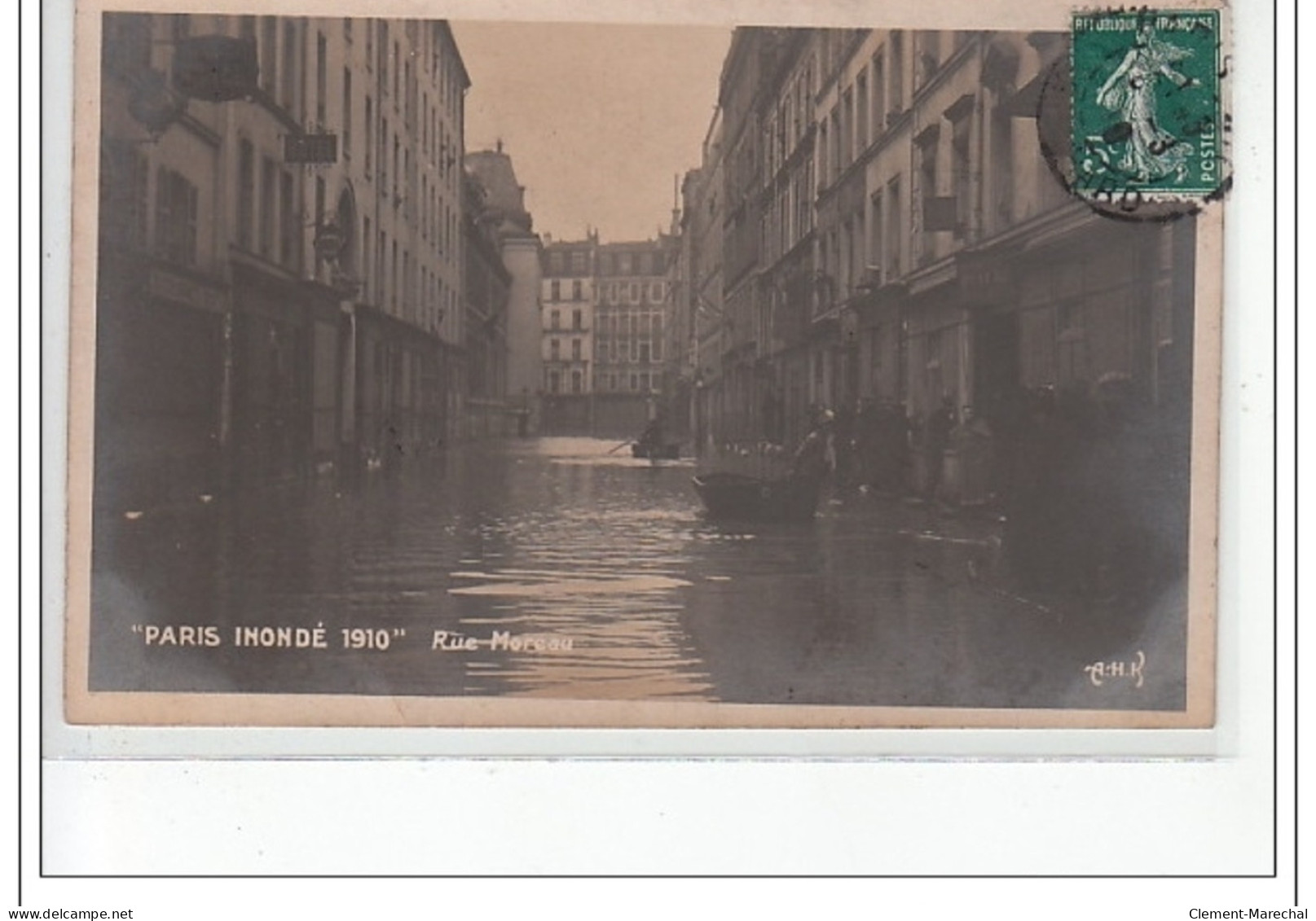 PARIS - INONDATIONS 1910 - CARTE PHOTO """"Paris Inondé""""  Rue Moreau - Très Bon état - Inondations De 1910