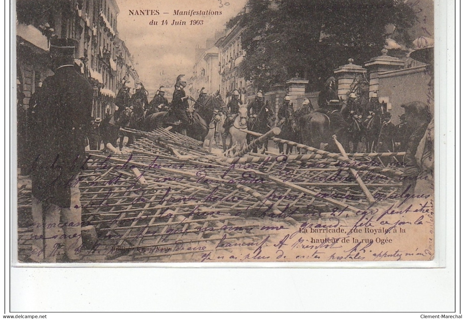 NANTES - 14 Juin 1903 - La Barricade Rue Royale à Hauteur De La Rue Ogée - Très Bon état - Nantes