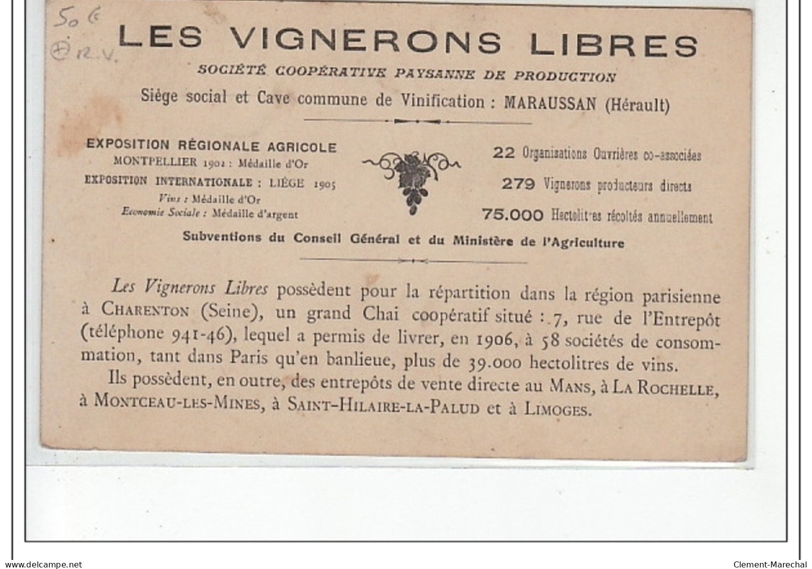 MARAUSSAN - """"Les Vignerons Libres"""" - Les Vendanges - Très Bon état - Otros & Sin Clasificación