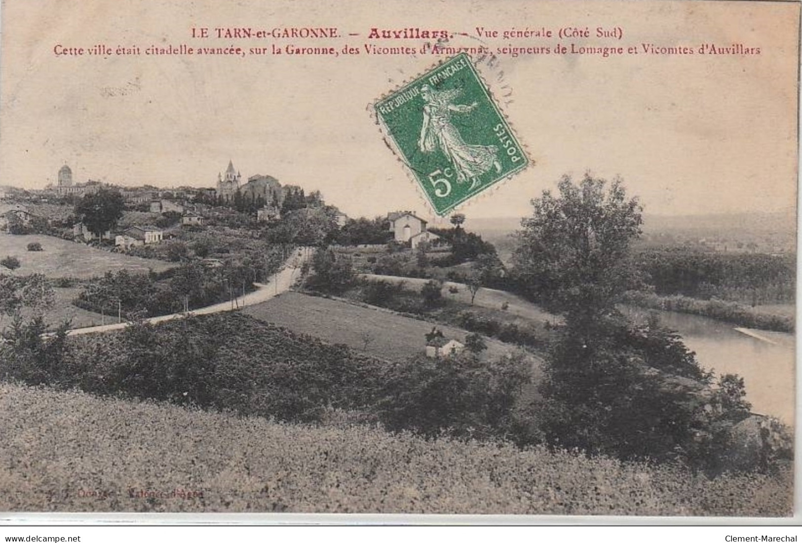 LE TARN ET GARONNE : AUVILLARS : Vue Générale (côté Sud) - Très Bon état - Auvillar