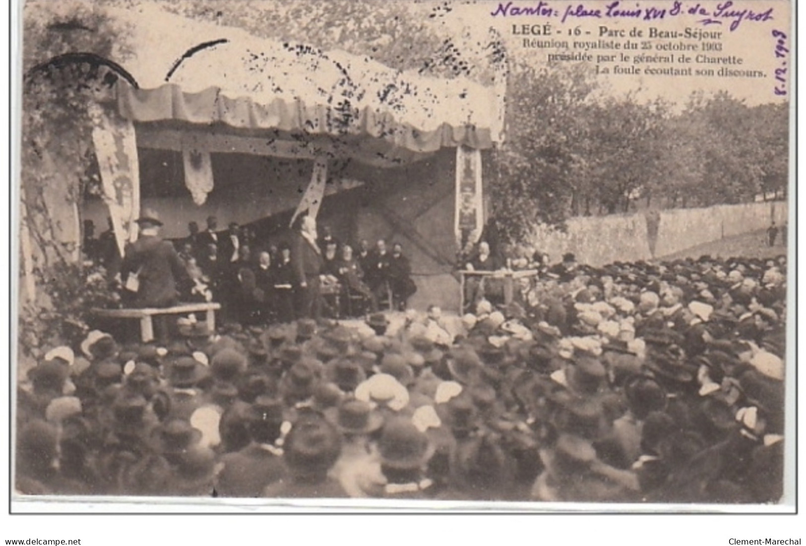 LEGE : Réunion Royaliste Du 25 Octobre 1903 - Très Bon état - Sonstige & Ohne Zuordnung