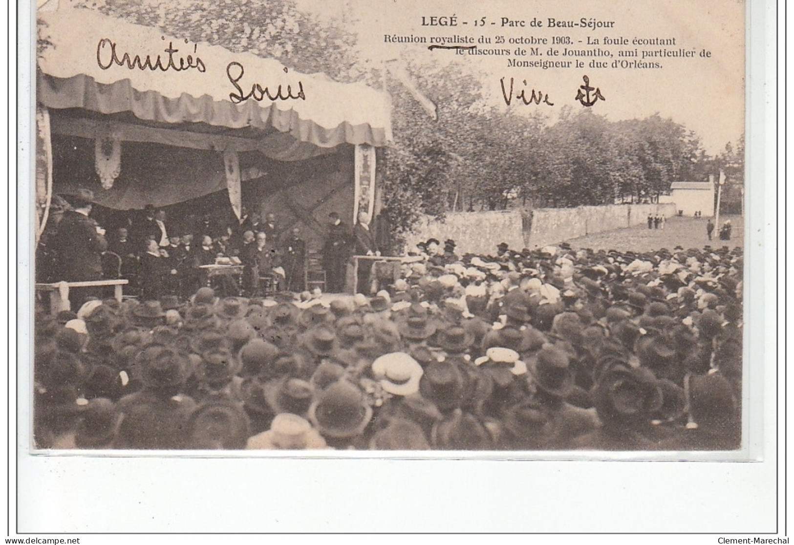 LEGE - Parc De Beau-Séjour - Réunion Royaliste 1903 - La Foule écoutant M. De Jouantho - Très Bon état - Legé