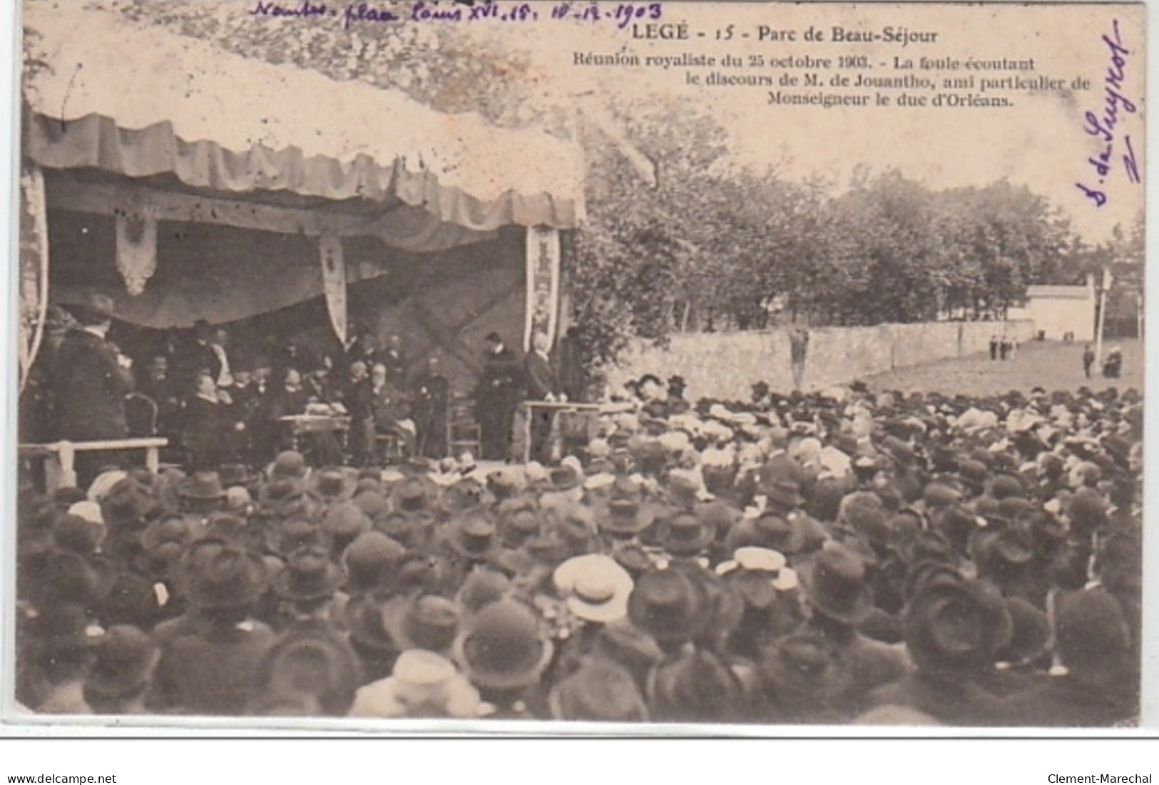 LEGE : Réunion Royaliste Du 25 Octobre 1903 - Très Bon état - Sonstige & Ohne Zuordnung