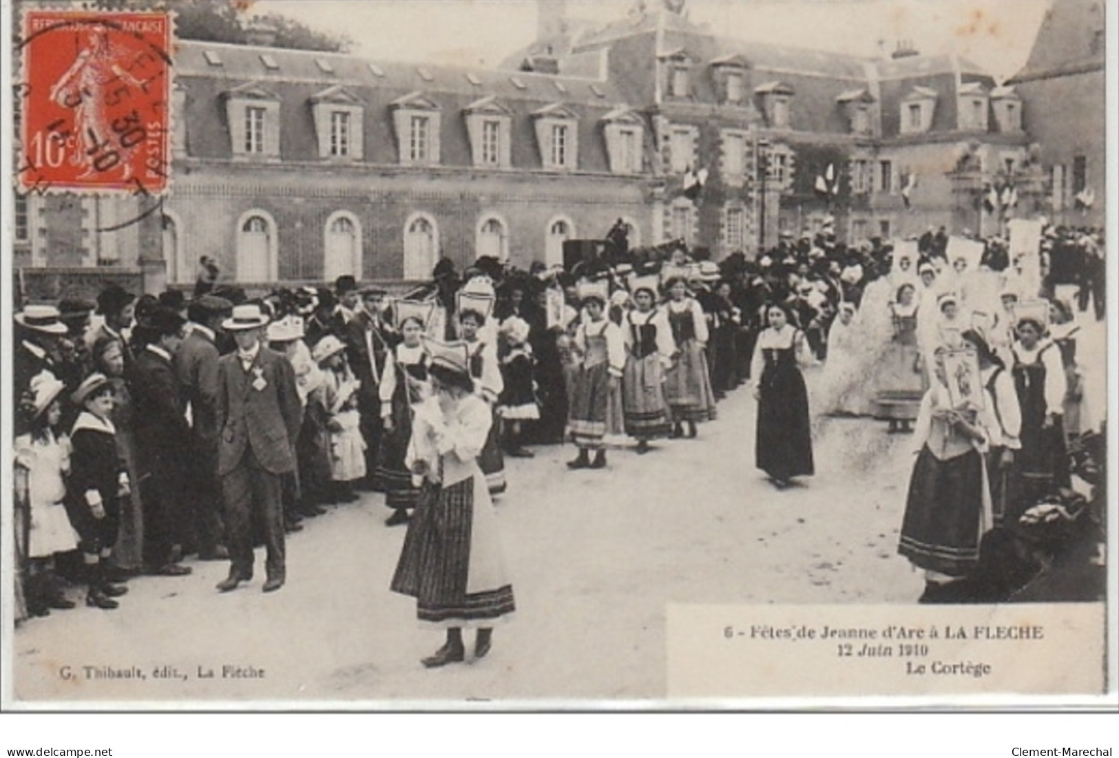 LA FLECHE - Fêtes De Jeanne D'Arc - 12 Juin 1910 - Le Cortège - état (un Coin Plié Et Une Tache) - Altri & Non Classificati