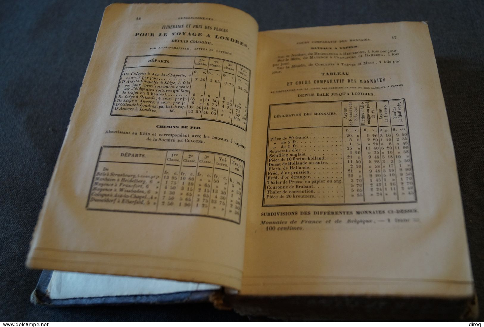 RARE,Guide Richard,1845,manuel du voyageur sur les bords du Rhin,700 pages + manuscrit,17,5 Cm./11 Cm.