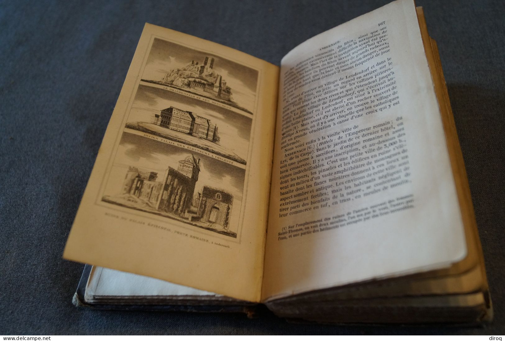 RARE,Guide Richard,1845,manuel du voyageur sur les bords du Rhin,700 pages + manuscrit,17,5 Cm./11 Cm.