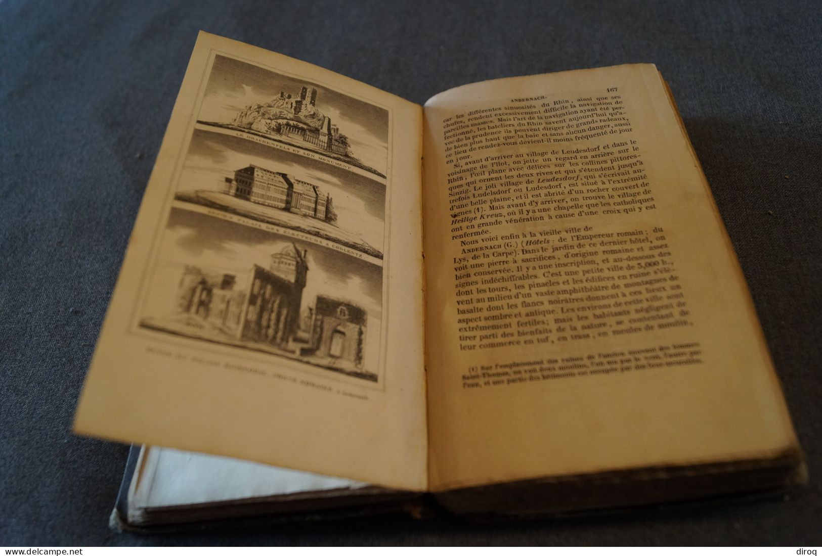RARE,Guide Richard,1845,manuel du voyageur sur les bords du Rhin,700 pages + manuscrit,17,5 Cm./11 Cm.