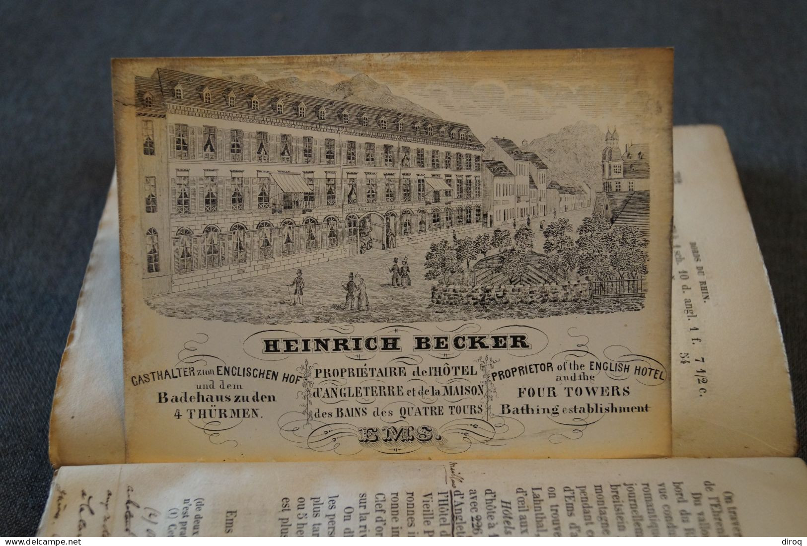 RARE,Guide Richard,1845,manuel du voyageur sur les bords du Rhin,700 pages + manuscrit,17,5 Cm./11 Cm.