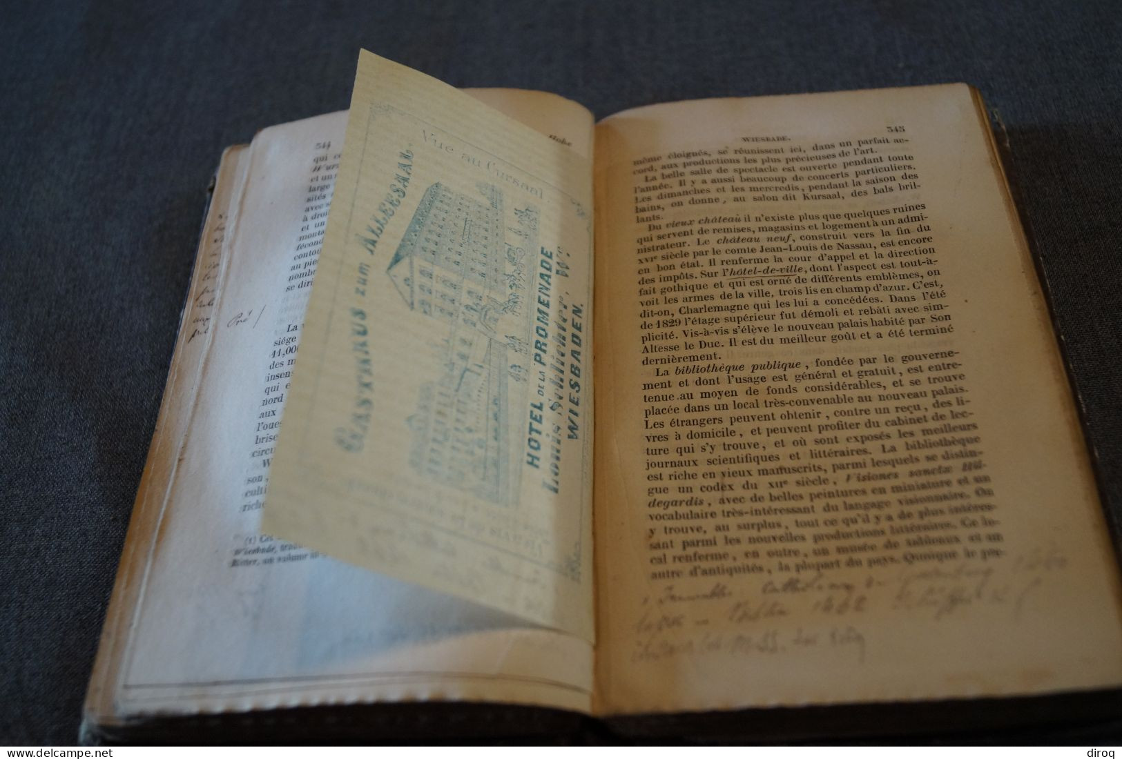 RARE,Guide Richard,1845,manuel du voyageur sur les bords du Rhin,700 pages + manuscrit,17,5 Cm./11 Cm.