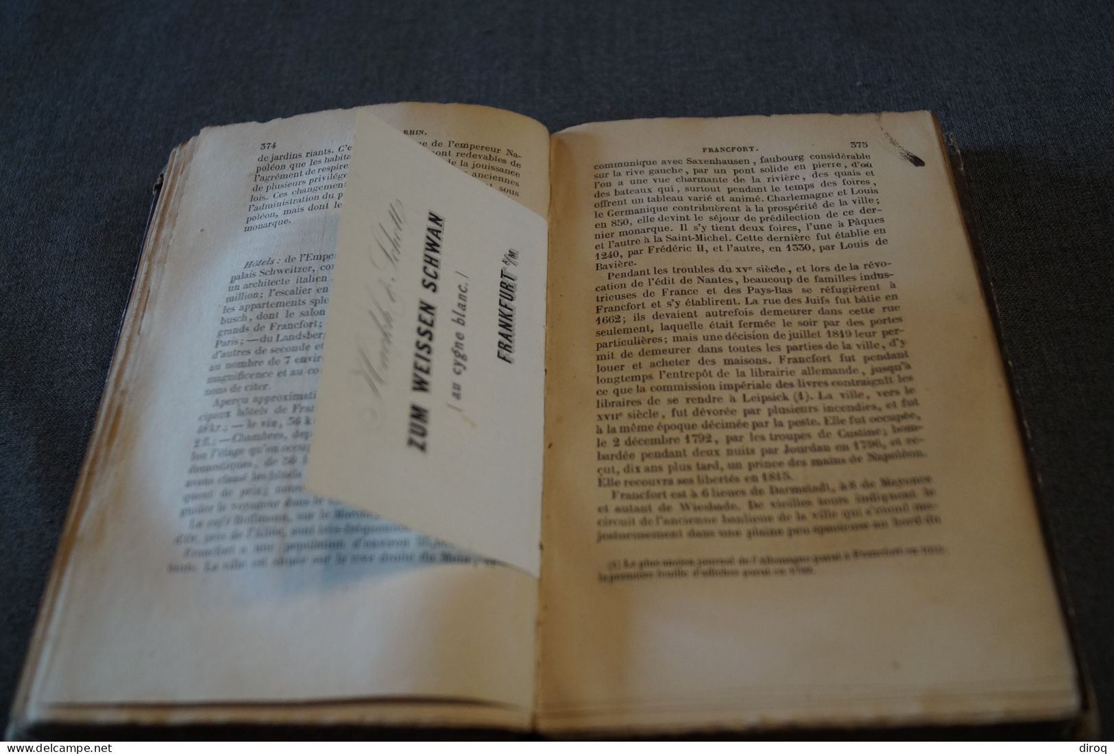 RARE,Guide Richard,1845,manuel du voyageur sur les bords du Rhin,700 pages + manuscrit,17,5 Cm./11 Cm.