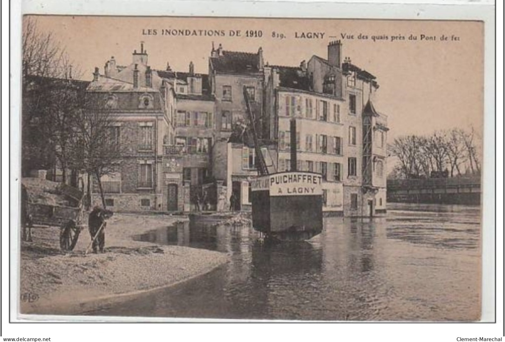 LAGNY : Les Inondations De 1910 - Vue Des Quais Près Du Pont De Fer - Très Bon état - Lagny Sur Marne