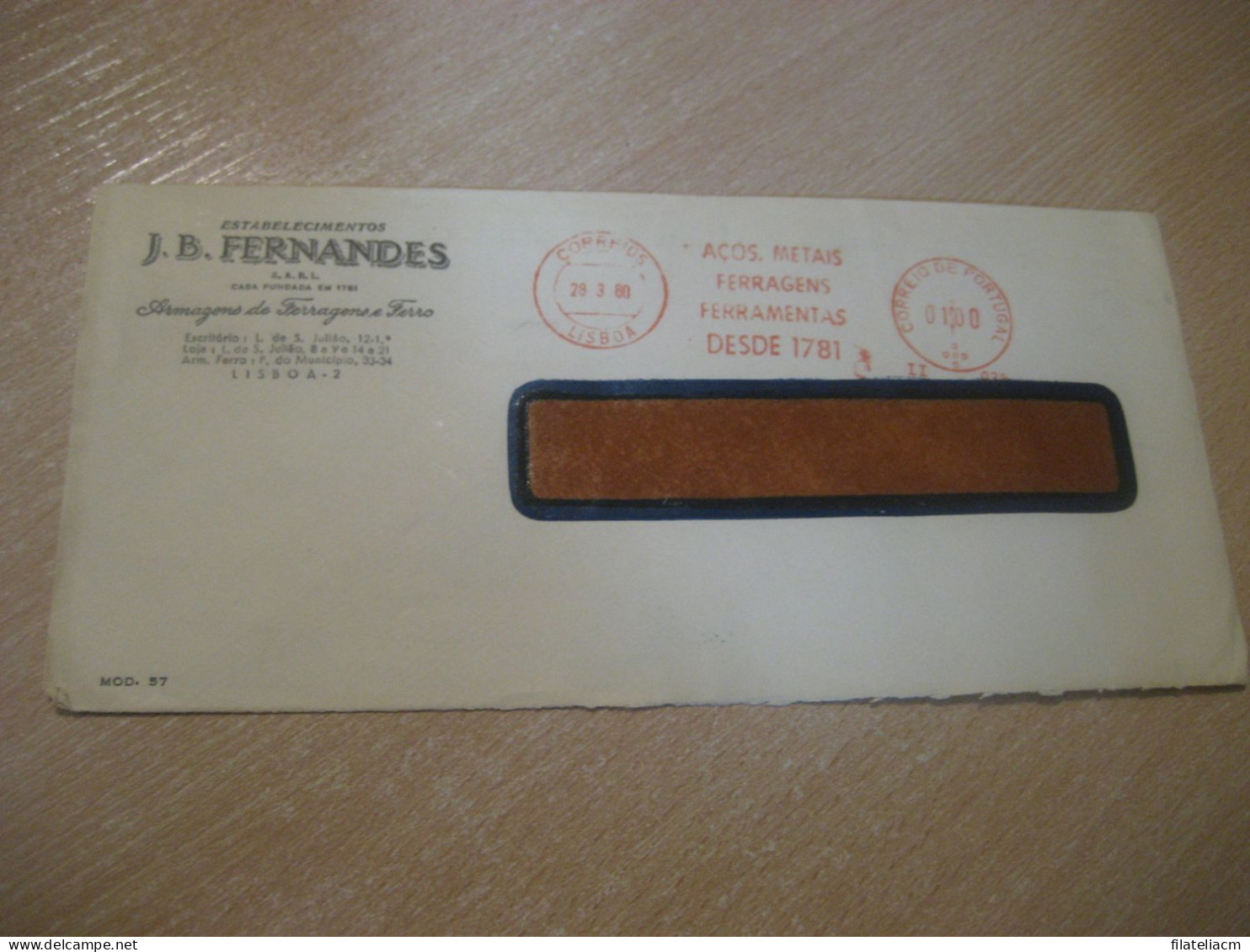 LISBOA 1960 Fernandes Metais Ferragens Ferramentas Meter Mail Cancel SURFORM Cover PORTUGAL - Brieven En Documenten