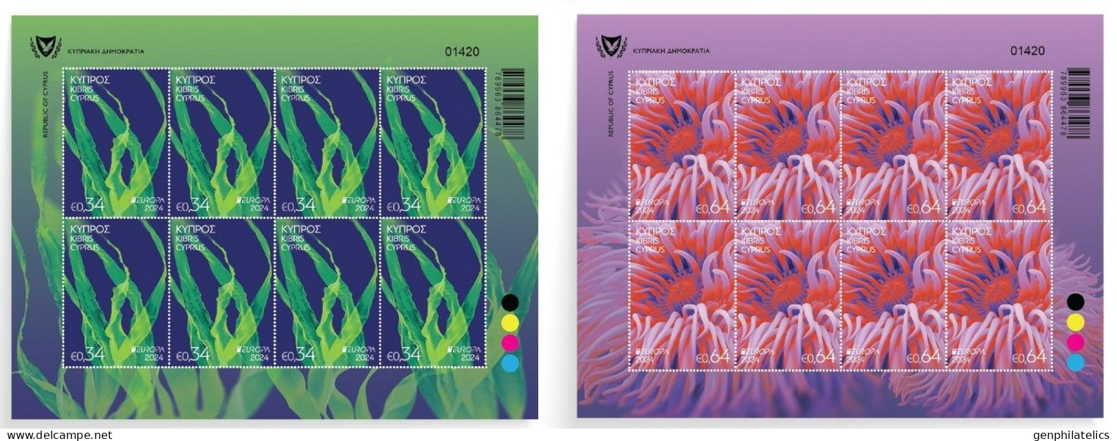 CYPRUS 2024 Europa CEPT. Underwater Fauna & Flora - Fine 2 Sheets MNH - Unused Stamps