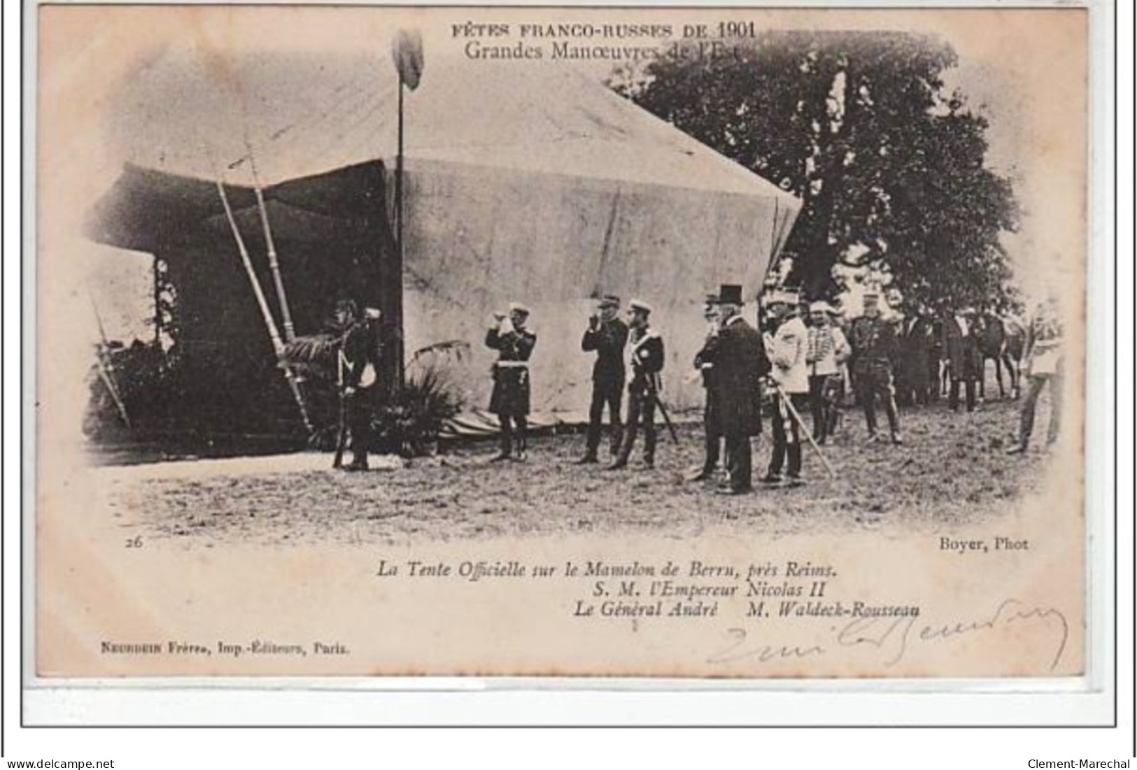 Fêtes Franco-Russes De 1901 - Tente Officielle Sur Le Mamelon De Berru - Nicolas II Et Gal André- Très Bon état - Otros & Sin Clasificación