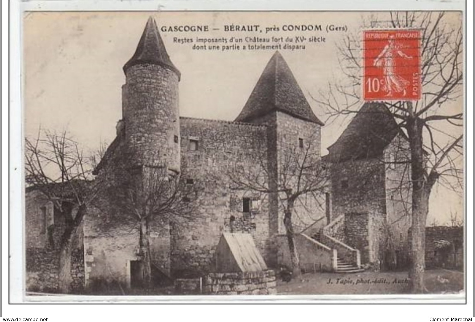 GASCOGNE : BERAUT : Restes Imposants D'un Château Fort Du XV° Siècle - Près De Condom - Très Bon état - Autres & Non Classés