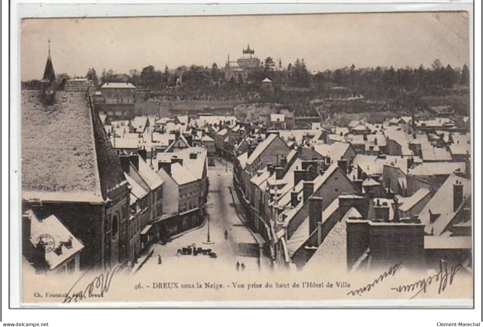 DREUX : Sous La Neige - Vue Prise Du Haut De L'hôtel De Ville - Très Bon état - Dreux