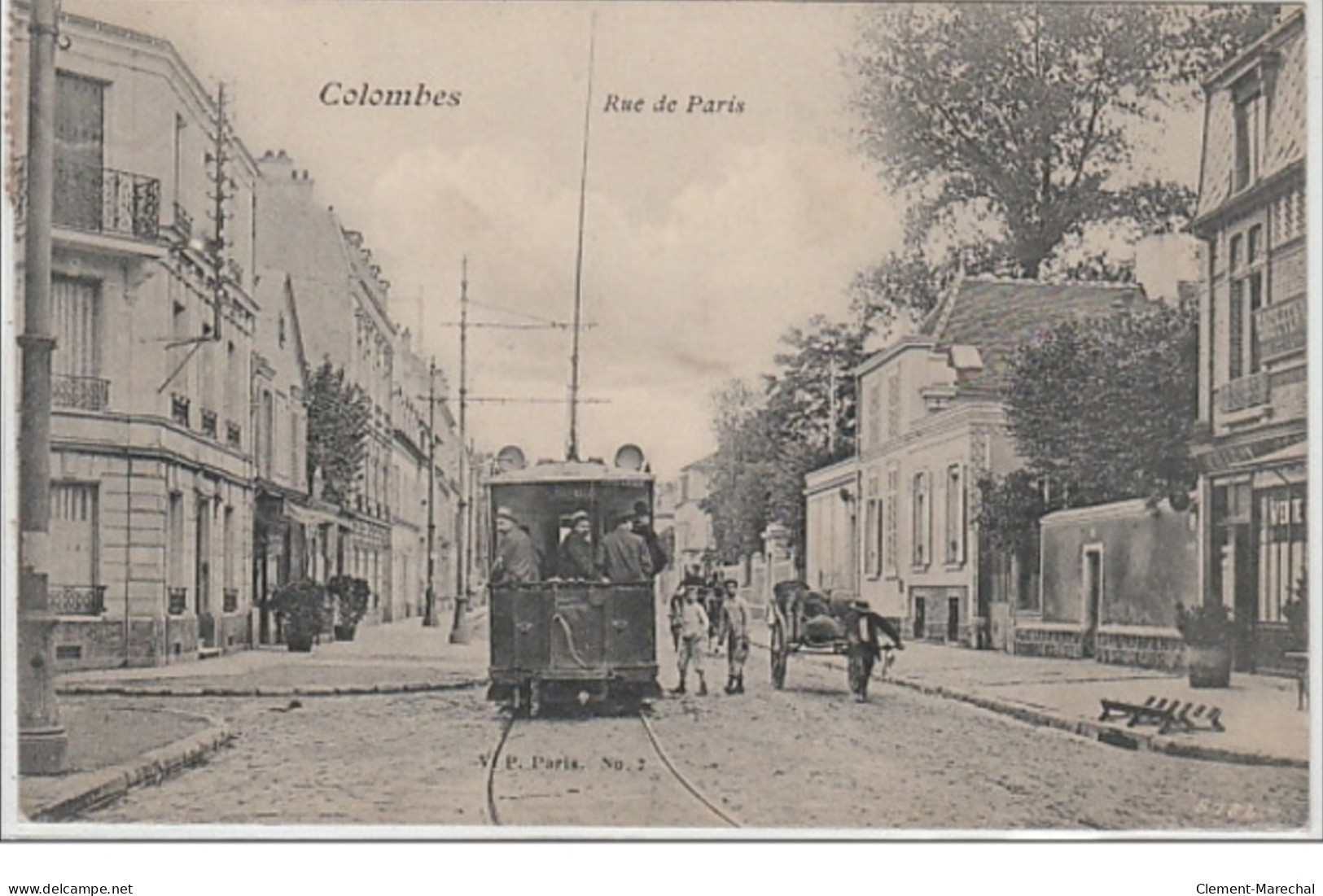 COLOMBES : Le Tramway Rue De Paris - Très Bon état - Otros & Sin Clasificación