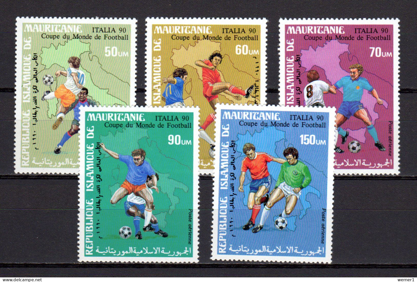 Mauritania 1990 Football Soccer World Cup Set Of 5 MNH - 1990 – Italië