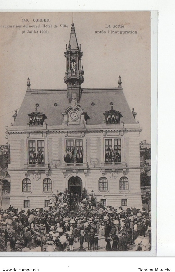 CORBEIL - Inauguration Du Nouvel Hôtel De Ville (1906) - La Sortie Après L'inauguration - Très Bon état - Corbeil Essonnes