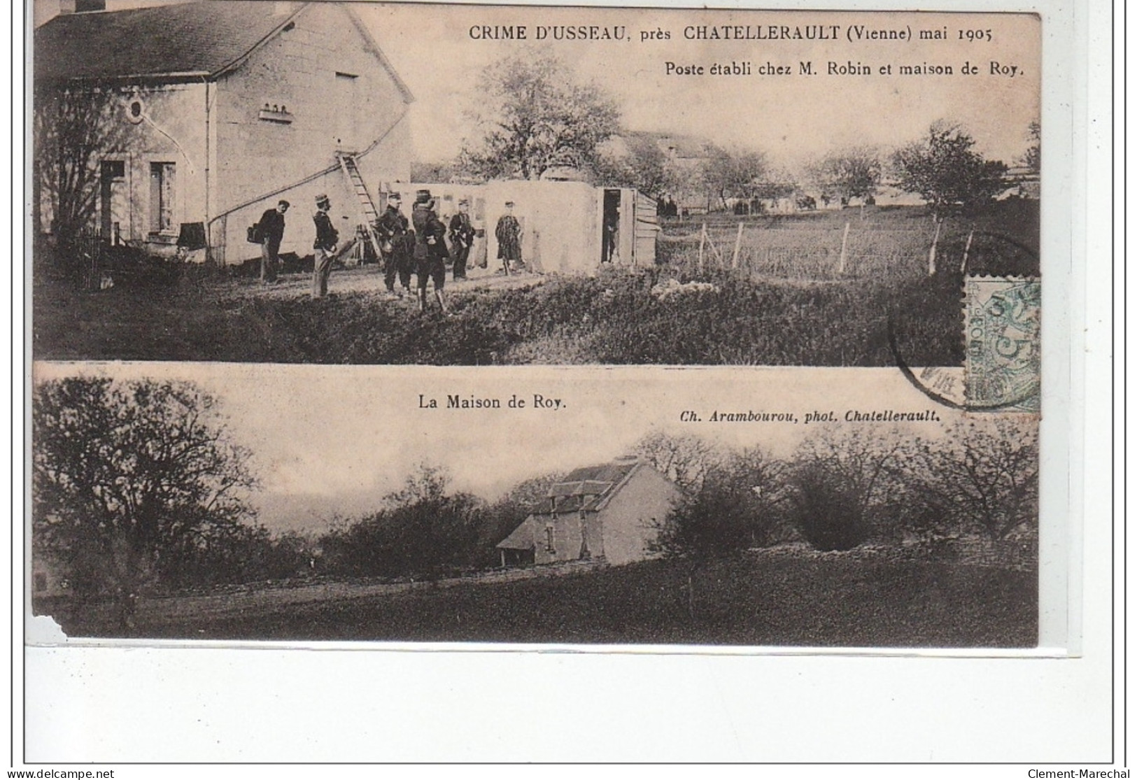 Crime D'USSEAU Près CHATELLERAULT (mai 1905) - Poste établi Chez M. Robin Et Maison De Roy - Très Bon état - Otros & Sin Clasificación