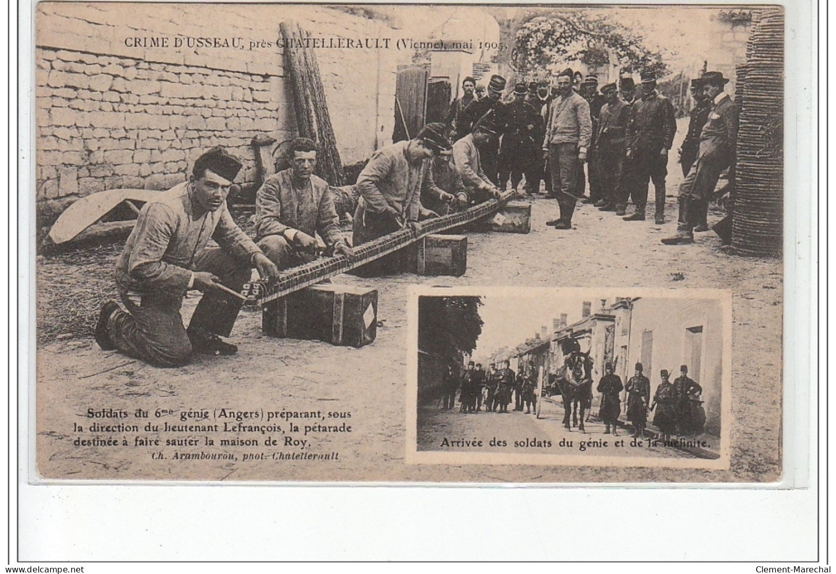 Crime D'USSEAU Près CHATELLERAULT (mai 1905) - Soldats Du 6è Génie (Angers) Préparant La Pétarade - Très Bon état - Otros & Sin Clasificación