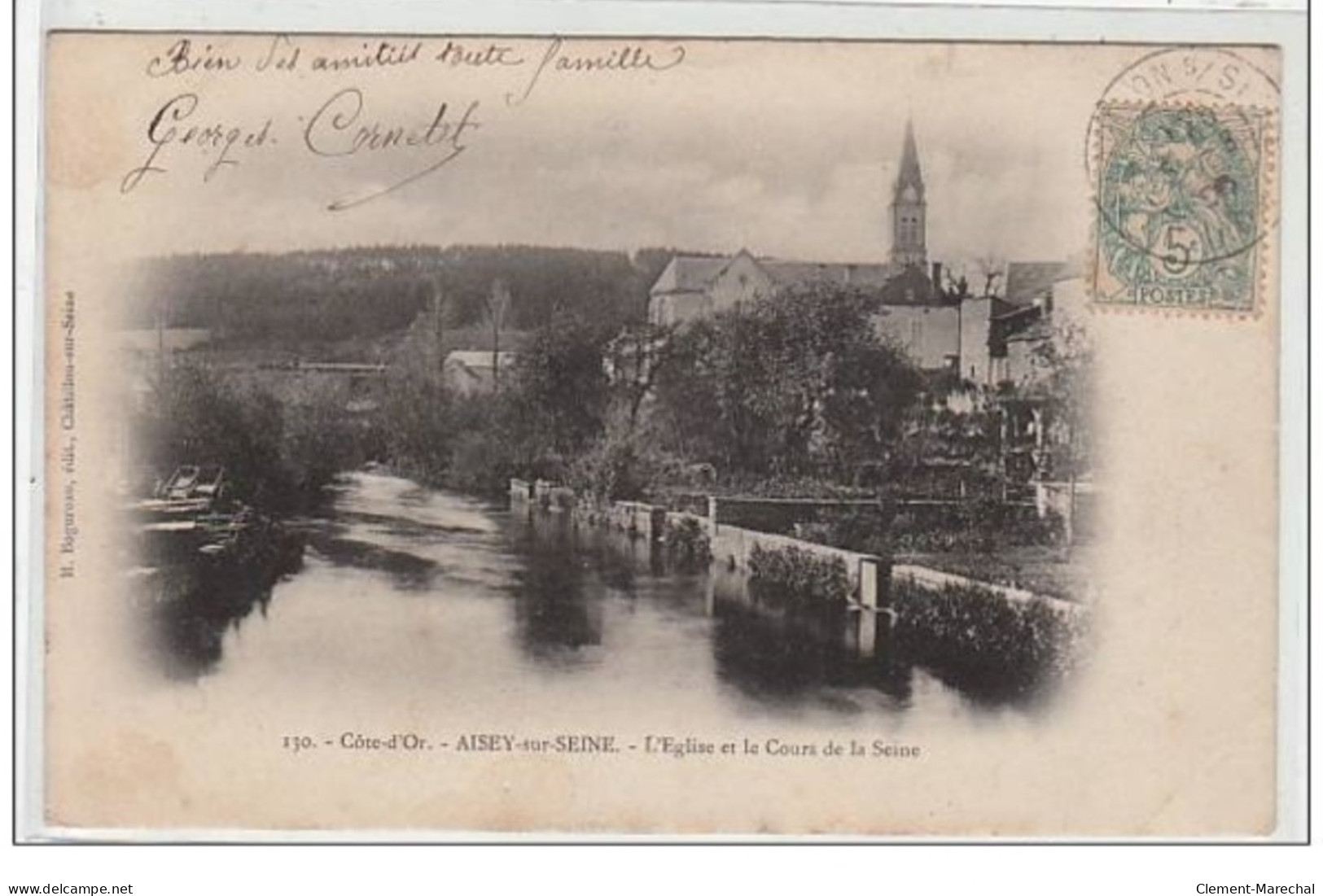 COTE D'OR : AISEY SUR SEINE : L'église Et Le Cours De La Seine - Très Bon état - Sonstige & Ohne Zuordnung