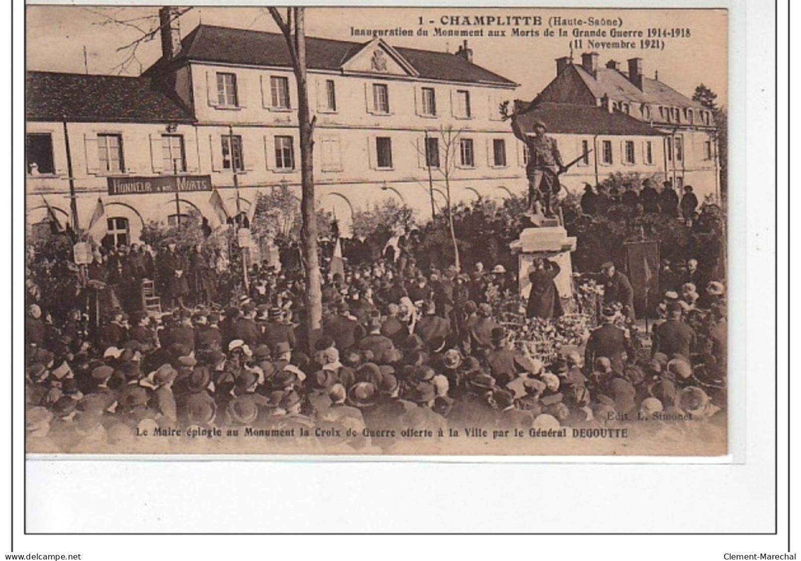 CHAMPLITTE - Inauguration Du Monument Aux Morts De La Grande Guerre 1914-1918 (11 Novembre 1921) - Très Bon état - Other & Unclassified