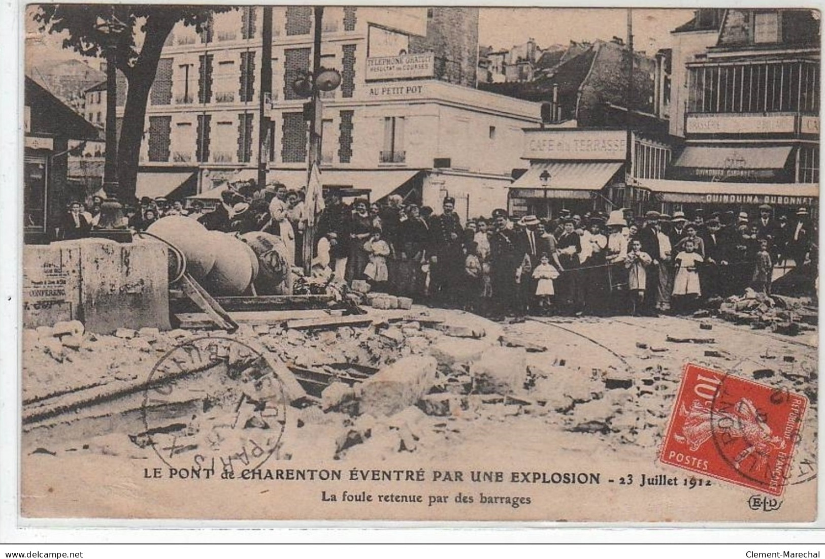 CHARENTON : Le Pont De Charenton éventré Par Une Explosion - 23 Juillet 1912 - La Foule Retenue - Très Bon état - Other & Unclassified