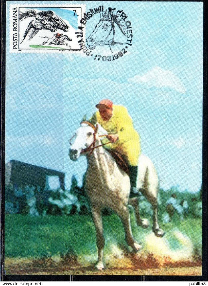 ROMANIA 1992 HORSES 7L MAXI MAXIMUM CARD - Tarjetas – Máximo