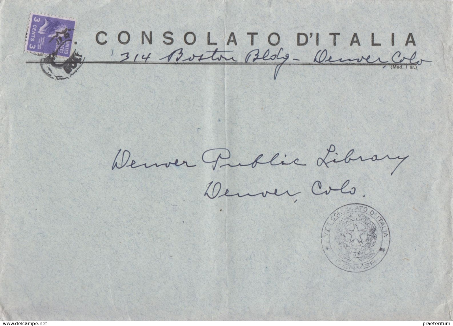 Busta Consolato D'Italia, Denver, Colorado, USA - 1946-60: Marcophilie