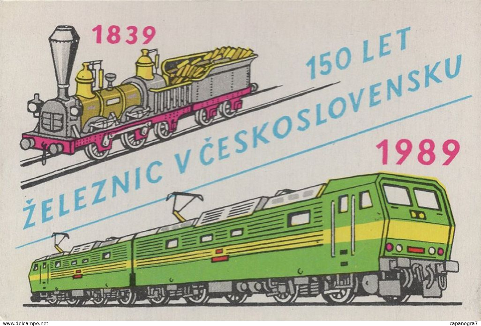 Steam Trains, Czecho-Slovakia,1989, 90 X 60 Mm - Tamaño Pequeño : 1981-90