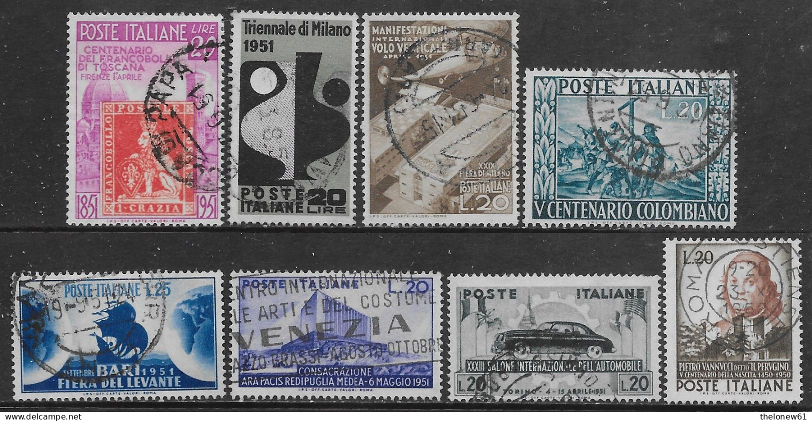 Italia Italy 1951 Lotto Ara Pacis, Colombo, Perugino Ecc. 8val Sa N.653,655-657,660,666-667,670 US - 1946-60: Oblitérés