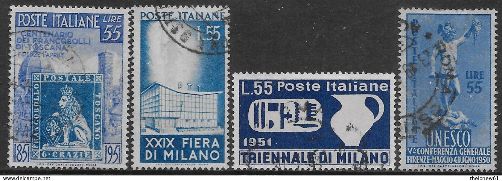 Italia Italy 1951 Lotto Unesco, Toscana, Milano Triennale 4val Sa N.619,654,658,668 US - 1946-60: Gebraucht