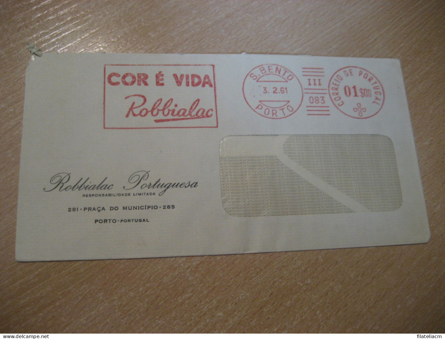 PORTO 1961 ROBBIALAC Cor E Vida Pharmacy Health Meter Mail Cancel Cover PORTUGAL - Lettres & Documents