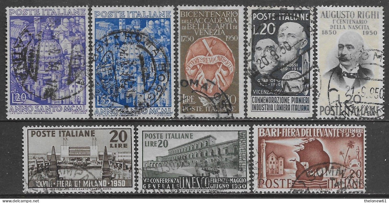 Italia Italy 1950 Lotto Anno Santo, Milano, Righi Ecc, 8val Sa N.616,618,620-621,627-628,632,633 US - 1946-60: Afgestempeld