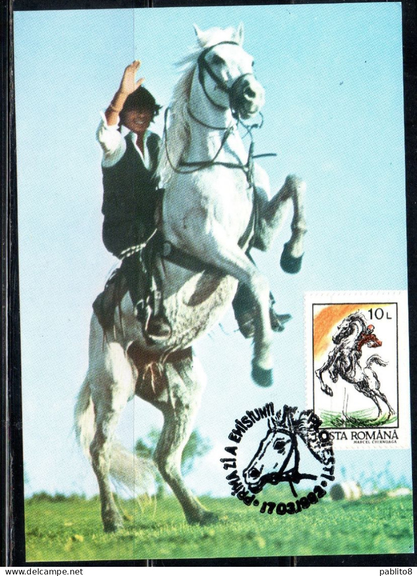 ROMANIA 1992 HORSES 10L MAXI MAXIMUM CARD - Cartoline Maximum