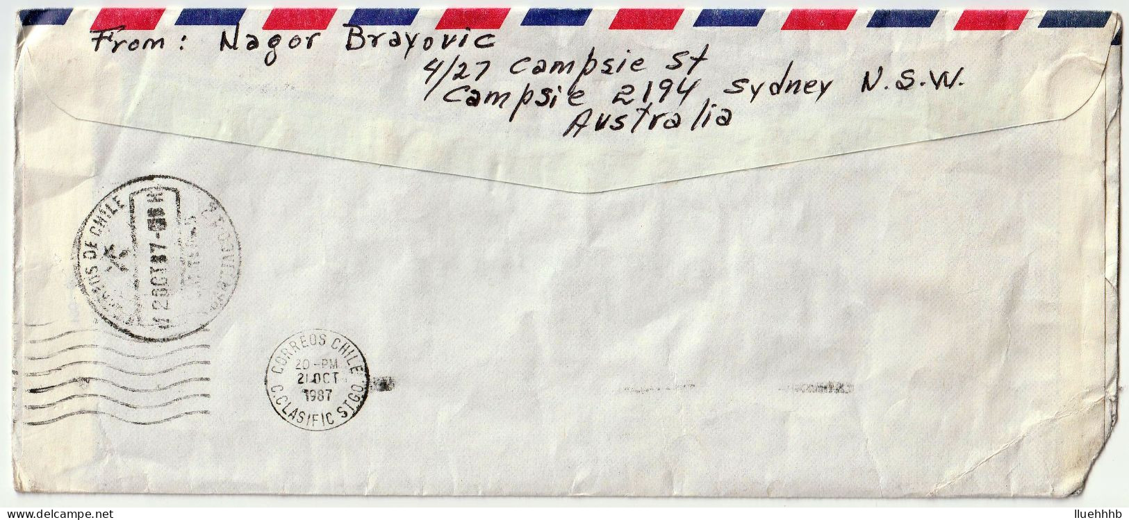 AUSTRALIA: $1 Aussie Kids Solo Usage On 1987 Airmail Cover To CHILE - Lettres & Documents
