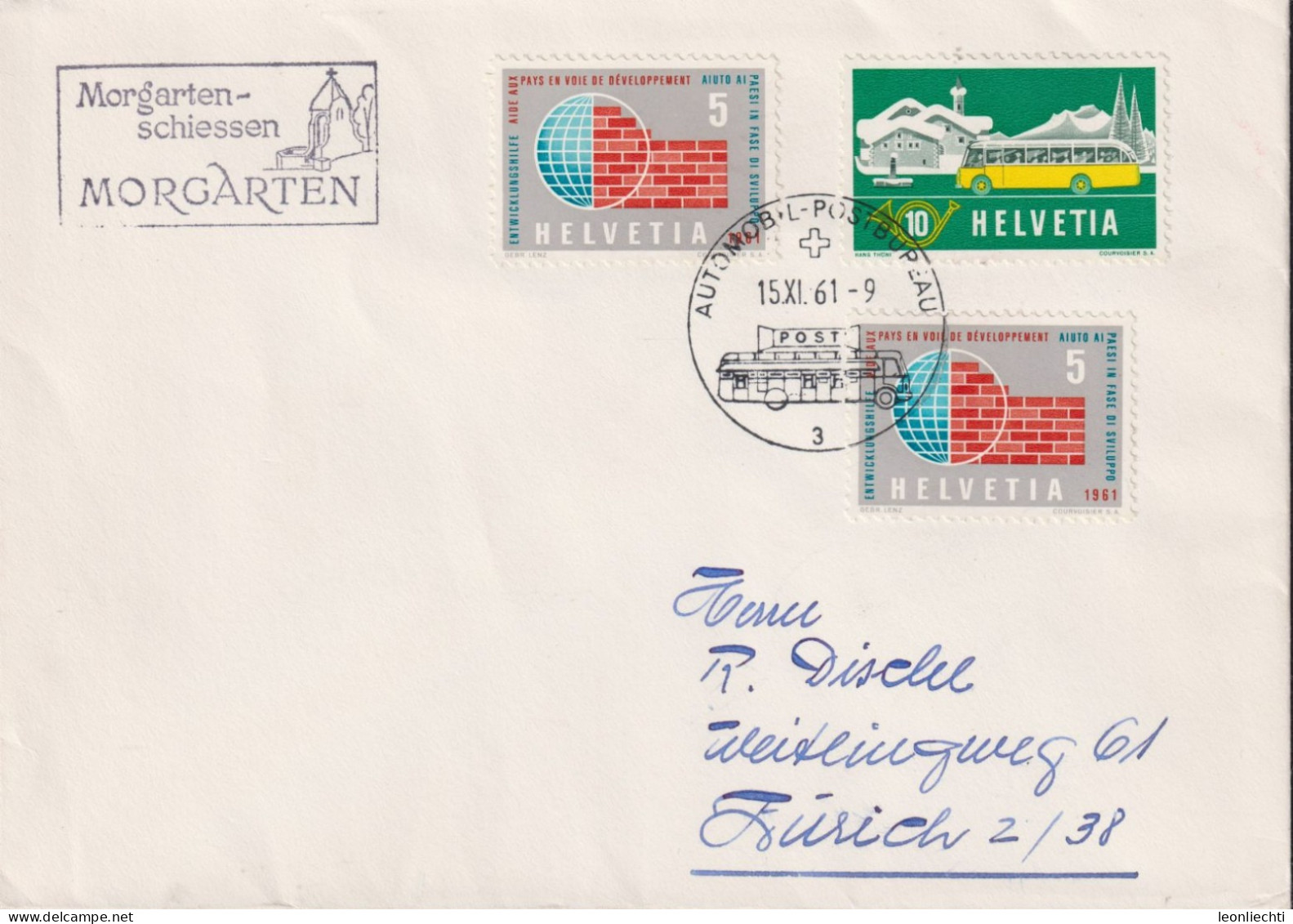 1961 Schweiz, Brief  Zum:CH 314+375, Mi:CH 586+727, Stempel: Morgartenschiessen MORGARTEN - Cartas & Documentos