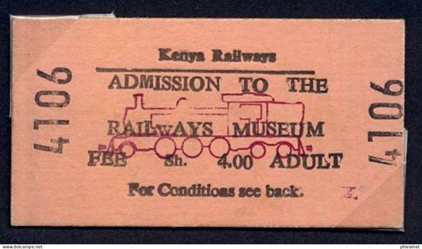 KENYA , RAILWAYS MUSEUM , TICKET DE FERROCARRIL , TREN , TRAIN , RAILWAYS , CHEMIN DE FER - Mundo