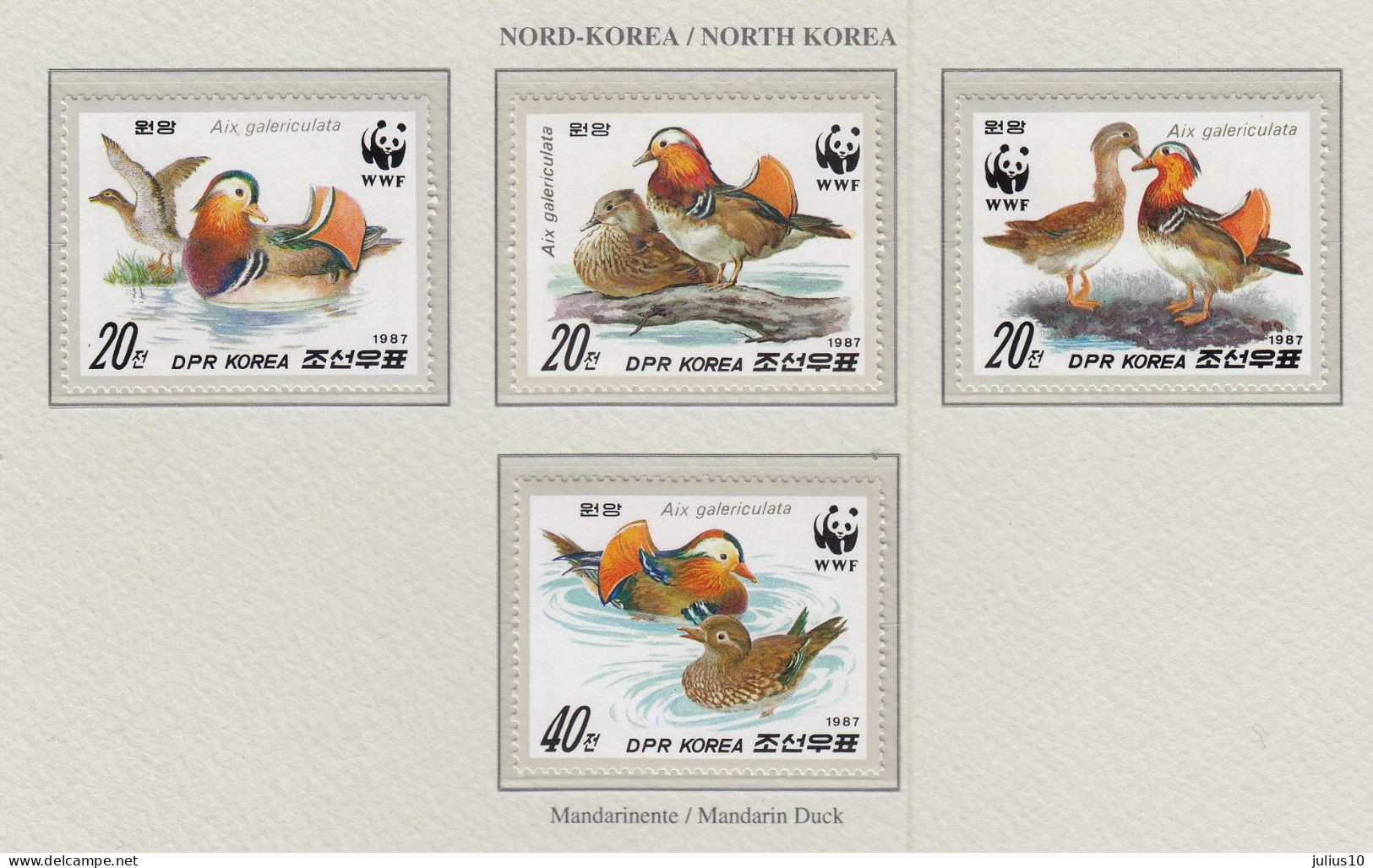 KOREA NORTH 1987 WWF Birds Ducks Mi 2855-2858 MNH(**) Fauna 728 - Entenvögel