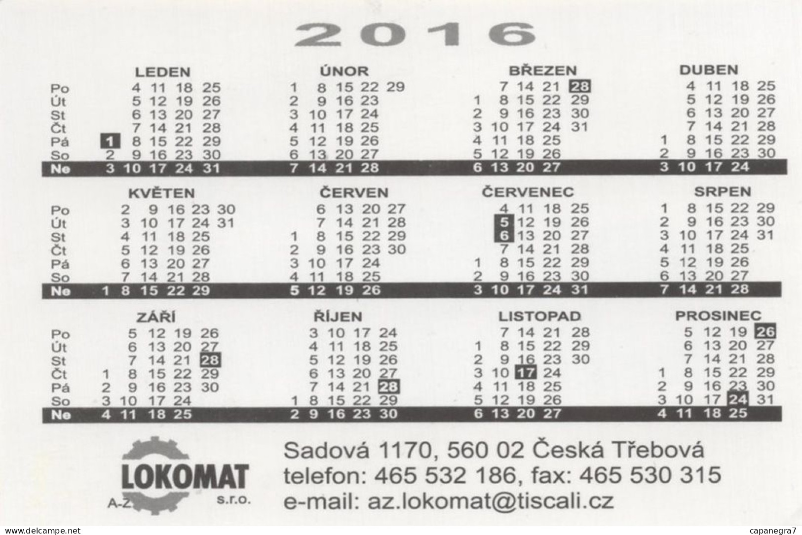 Steam Trains, Locomotive, LOKOMAT Č. Třebová, Czech Rep., 2016, 90 X 60 Mm - Klein Formaat: 2001-...
