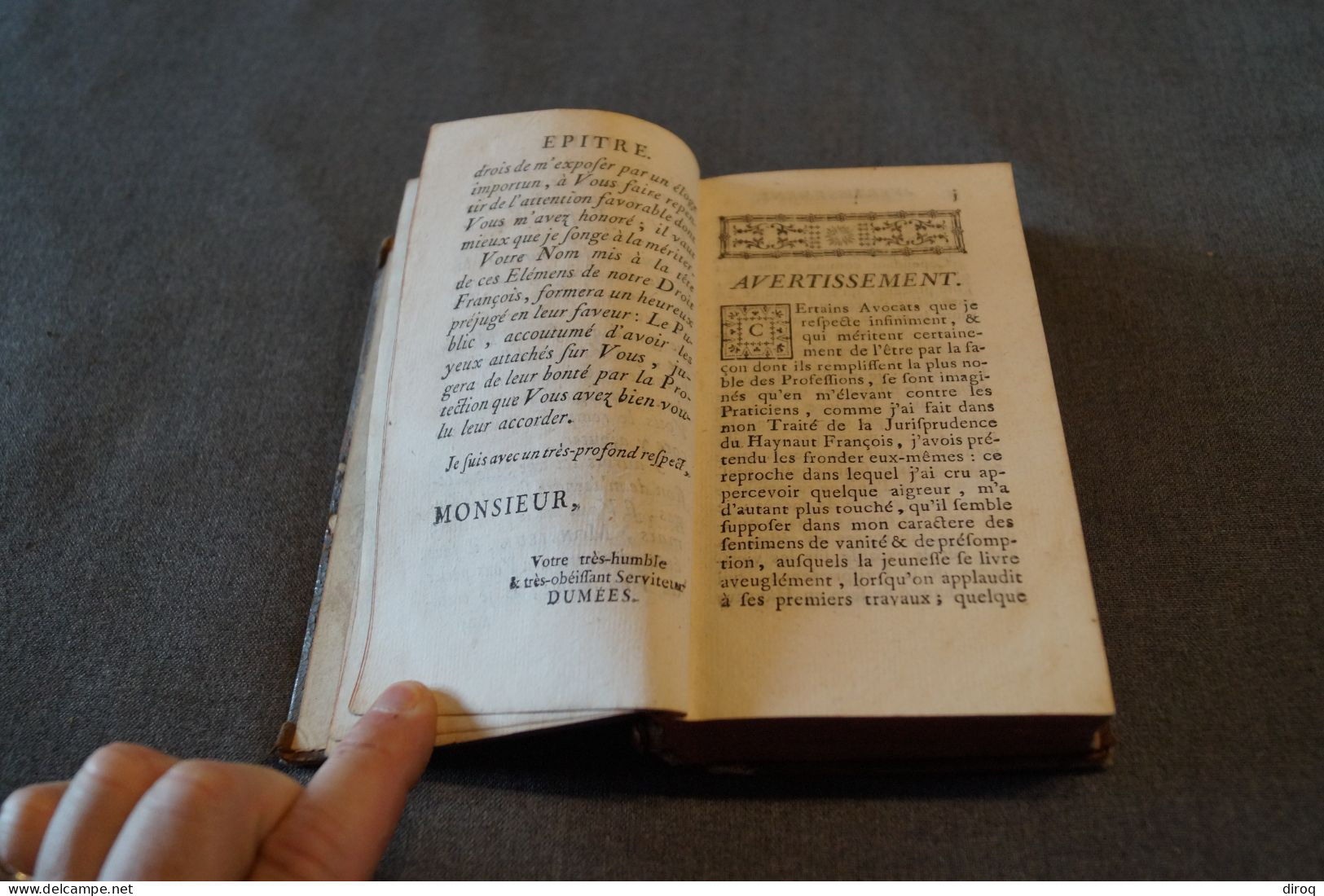 RARE,1753,Histoire Et éléments Droit François,444 Pages + Table,17 Cm./10 Cm. - 1701-1800