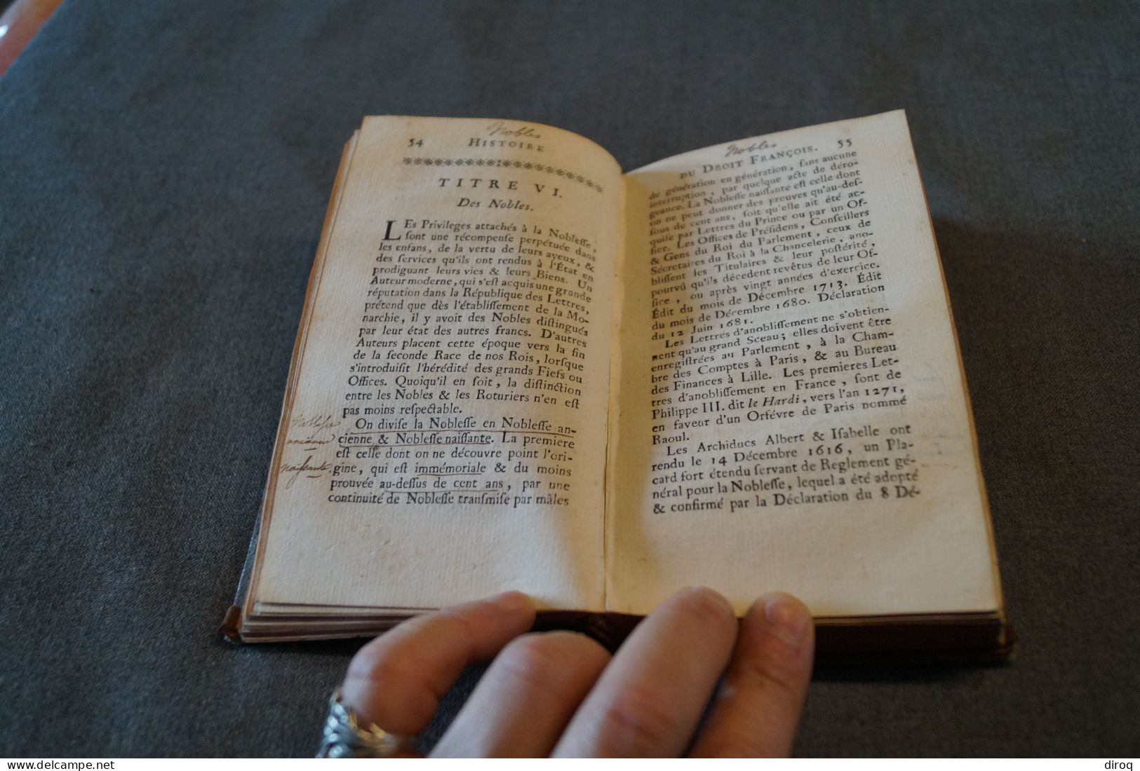 RARE,1753,Histoire Et éléments Droit François,444 Pages + Table,17 Cm./10 Cm. - 1701-1800